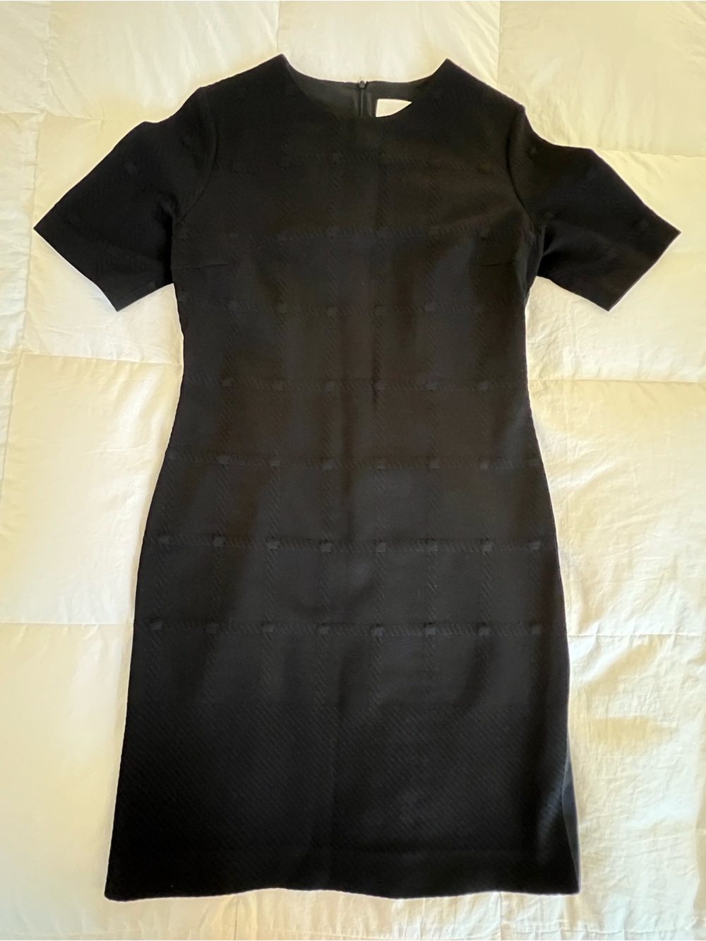 Hugo Boss Hanelli Check Jacquard Pattern Short-Sleeve Black Dress, 10